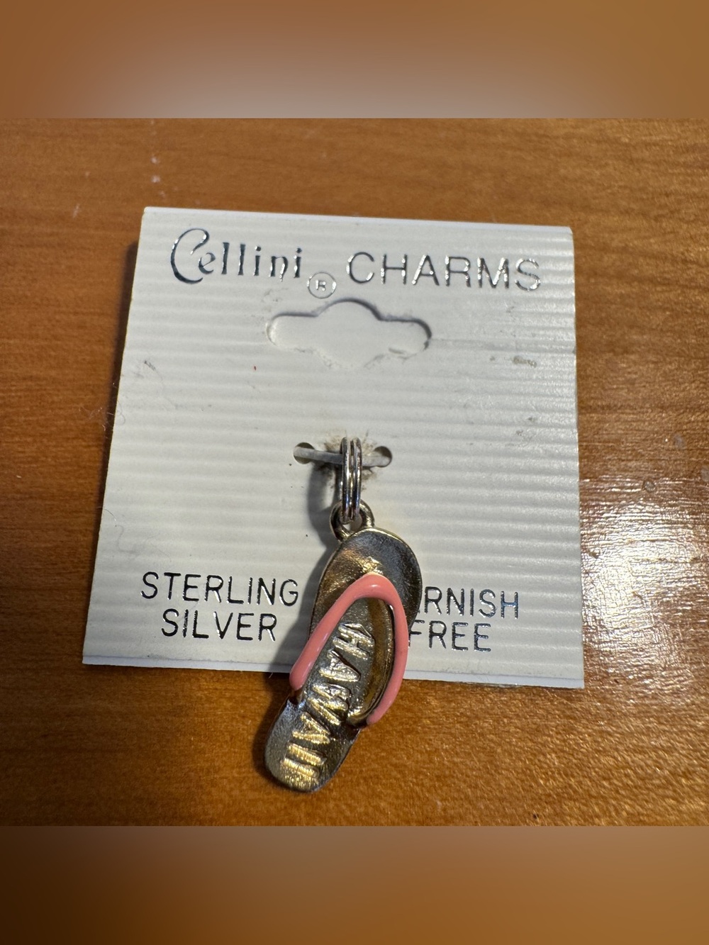 Vintage NWT Cellini Sterling Silver Pink Enamel Hawaii Flip Flop Slipper Charm